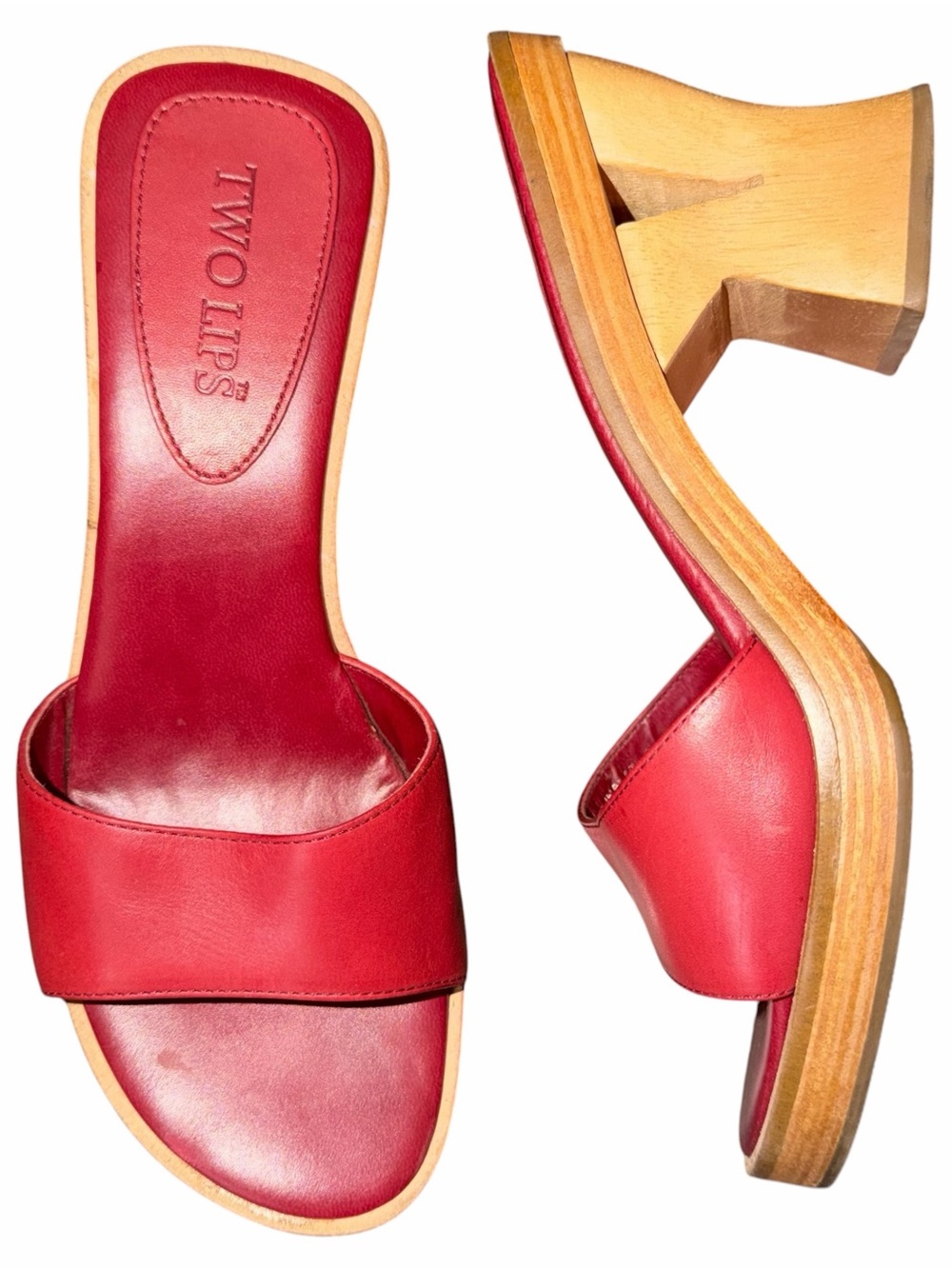 Y2K Wood Cutout Leather Heeled Sandals